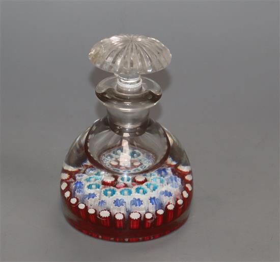 A Perthshire glass multi cane paperweight scent bottle height 12cm